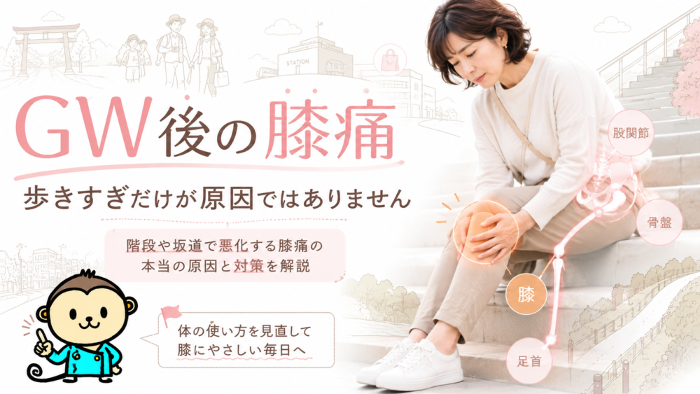 GWの歩きすぎで膝が痛い原因｜階段や坂道で悪化する膝痛