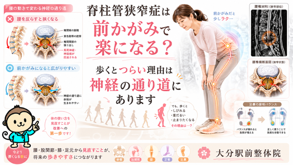 脊柱管狭窄症は前かがみで楽になる？歩くとつらくなる理由