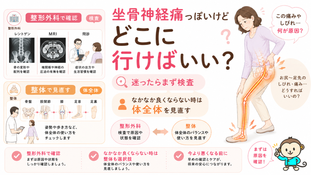 坐骨神経痛っぽいけどどこに行けばいい？整形外科・整体の選び方