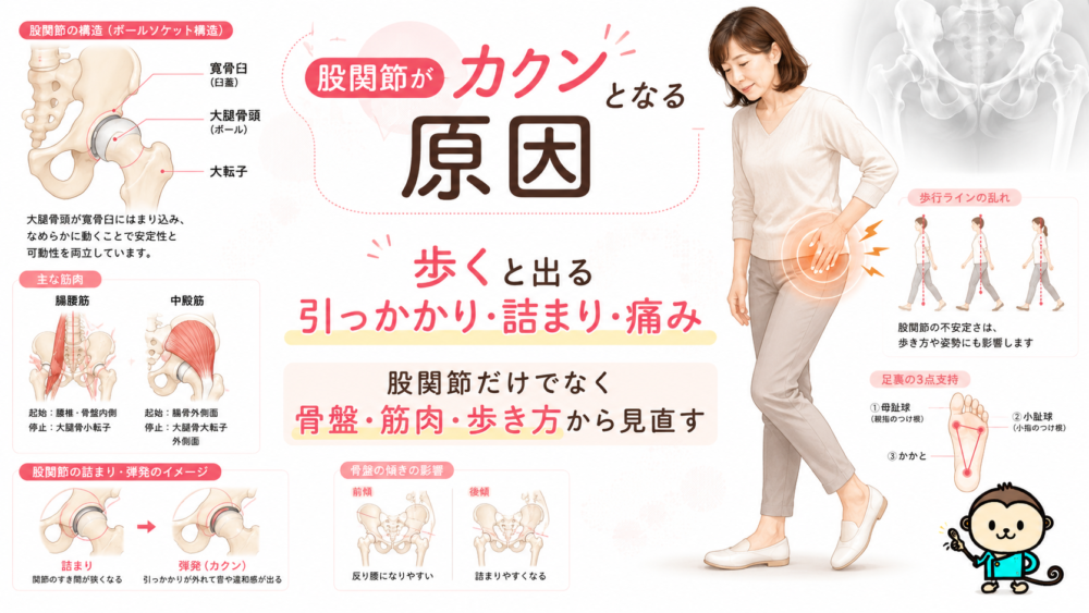 股関節がカクンとなる原因｜歩くと出る引っかかり・痛みを放置してはいけない理由