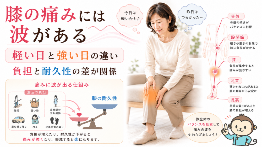 膝の痛みが軽い日と強い日がある理由｜痛みに波がある原因とは？