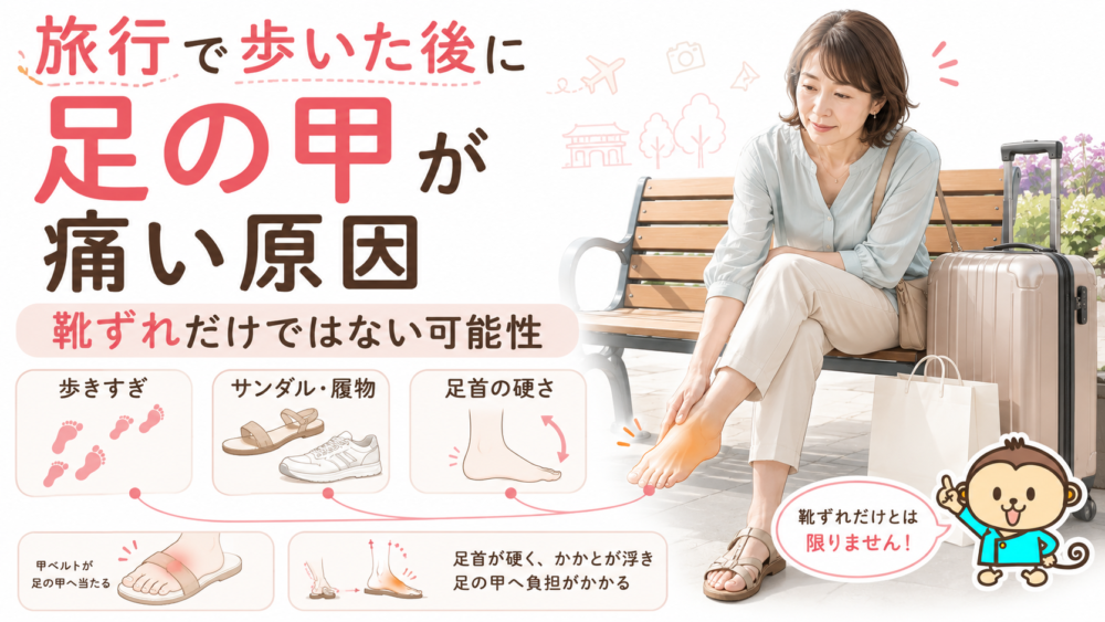 旅行で歩いた後に足の甲が痛い原因｜靴ずれだけではない可能性