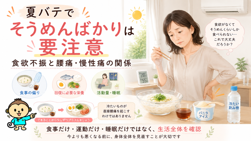 夏バテでそうめんばかりは要注意｜食欲不振と腰痛・慢性痛の関係