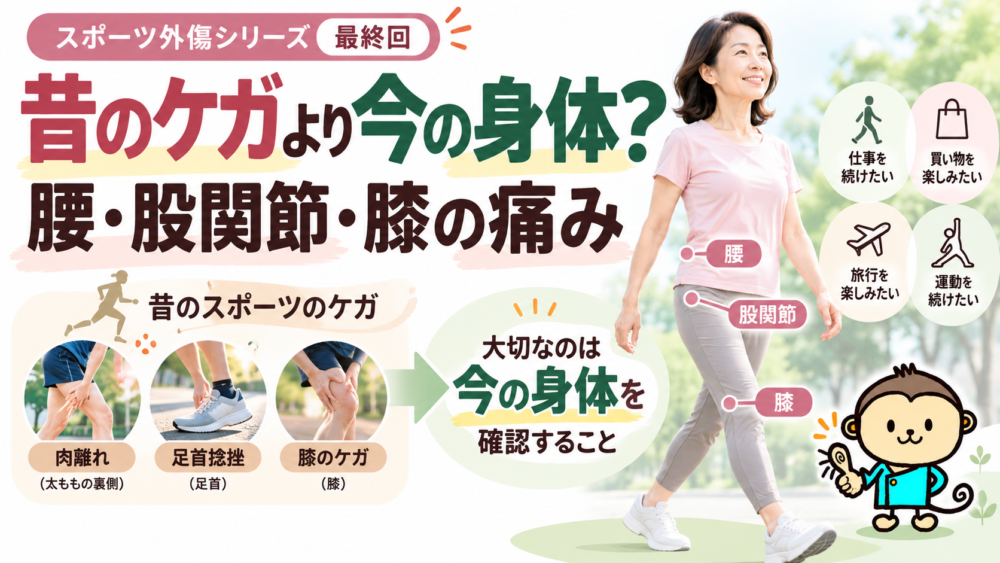 昔のケガより今の身体？腰・股関節・膝の痛み